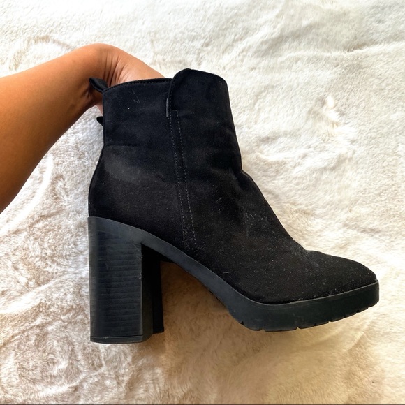 🖤 PRIMARK FAUX SUADE CHUNKY HEEL BOOTIES! - Picture 4 of 12